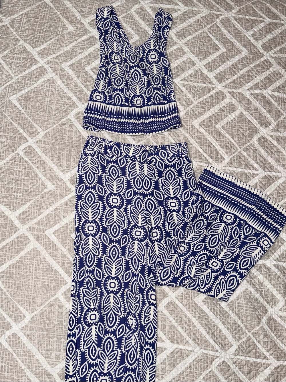 Rose & Olive Navy and White Printed Two-Piece Set